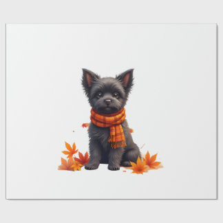 Affenpinscher With Heart Made Of Autumn Leaves Wrapping Paper