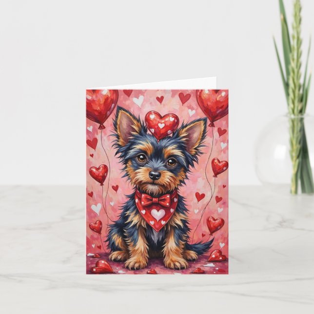 Affenpinscher with Red Hearts Valentine's Day Card (Front)