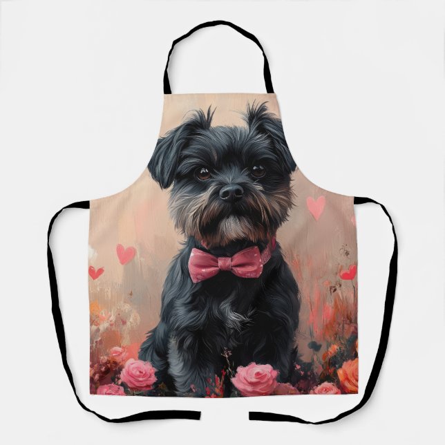 Affenpinscher with Roses - Valentine's Day Apron (Front)