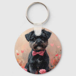 Affenpinscher with Roses - Valentine's Day Key Ring