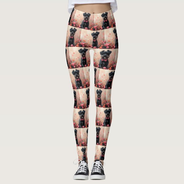 Affenpinscher with Roses - Valentine's Day Leggings (Front)