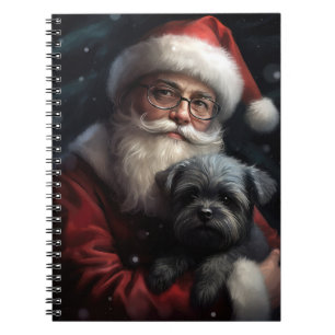Affenpinscher with Santa Claus Festive Christmas Notebook