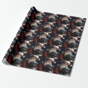 Affenpinscher with Santa Claus Festive Christmas Wrapping Paper