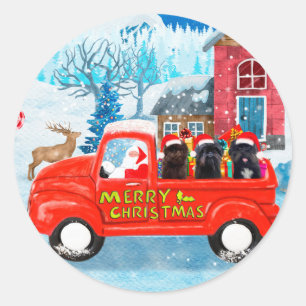 Affenpinschers Dog in Christmas Delivery Truck Classic Round Sticker
