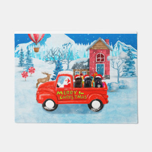 Affenpinschers Dog in Christmas Delivery Truck Doormat