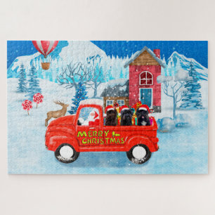 Affenpinschers Dog in Christmas Delivery Truck Jigsaw Puzzle