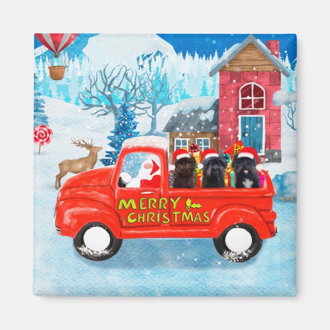 Affenpinschers Dog in Christmas Delivery Truck Magnet (Front)