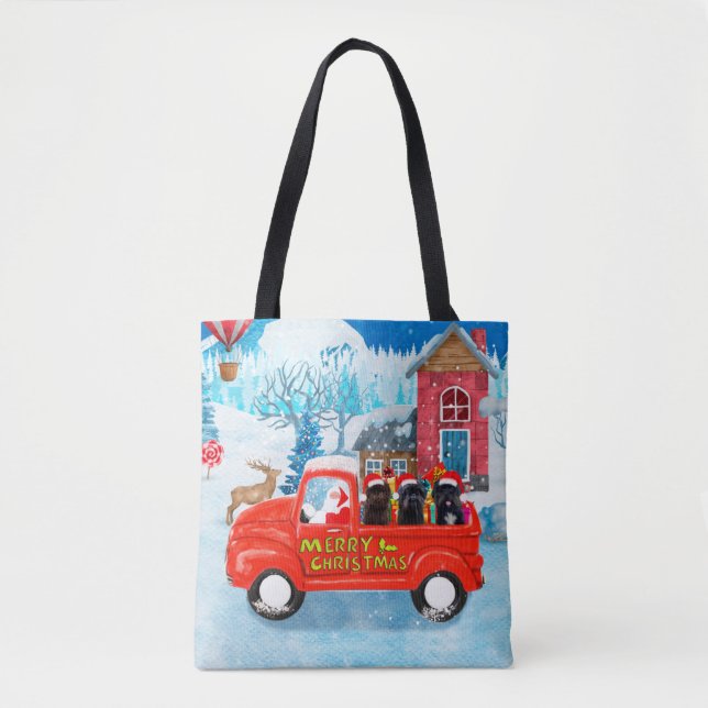 Affenpinschers Dog in Christmas Delivery Truck Tote Bag (Front)