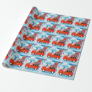 Affenpinschers Dog in Christmas Delivery Truck  Wrapping Paper