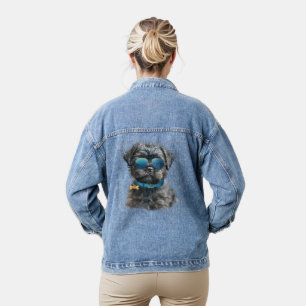 Affenspinsher Dog in Sunglasses Denim Jacket