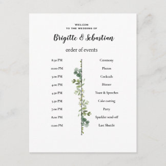 affiche blanche rustique mariage du jour ordre du  invitation
