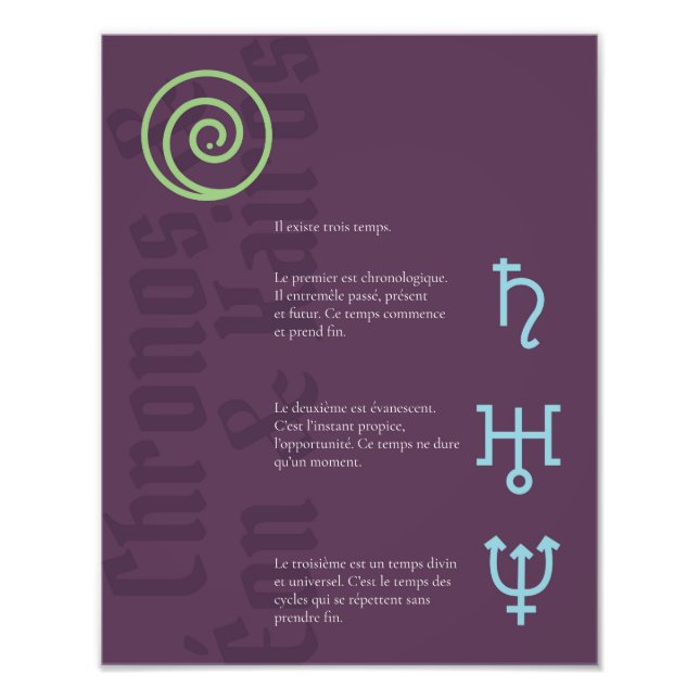 Affiche Chronos, Éon & Kairos Photo Print (Front)