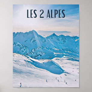 Affiche Les 2 Alpes Station de ski  Poster