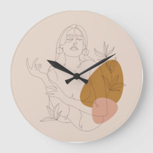 Affiche Line art minimaliste. Style Boho.  Large Clock