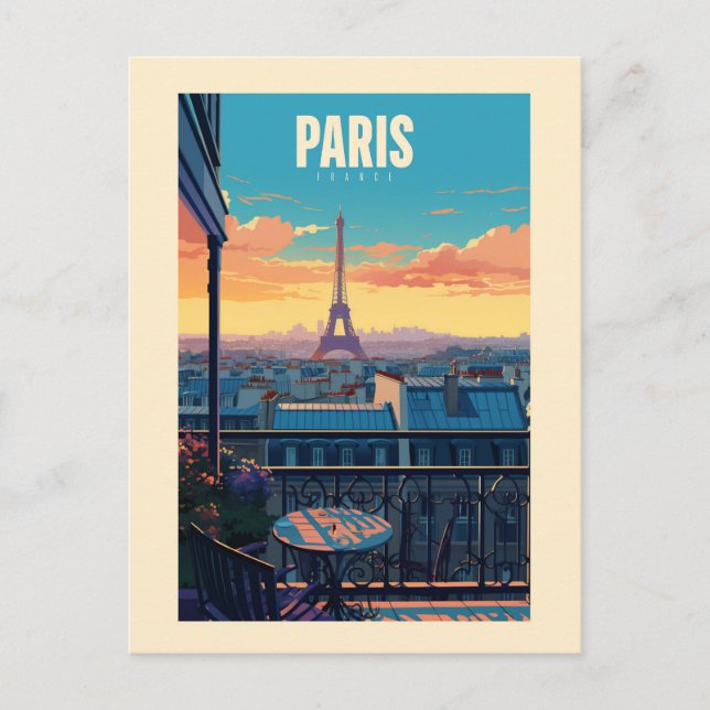 Affiche rétro - voyage - vintage - Paris Postcard (Front)