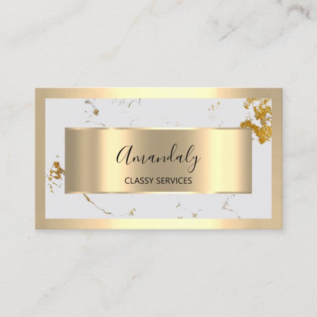 Affiliate Marketing Consulting Gold Framed Marble Business Card (Front)