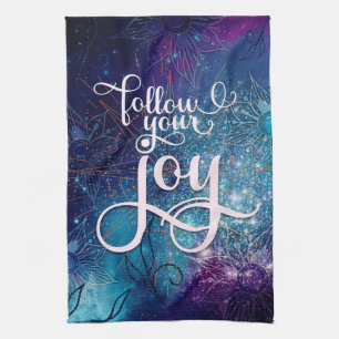 Affirmation Aqua Purple Blue Follow Your Joy Tea Towel