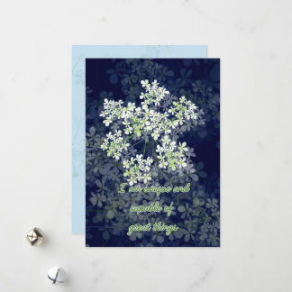 Affirmation card with flowers on dark background