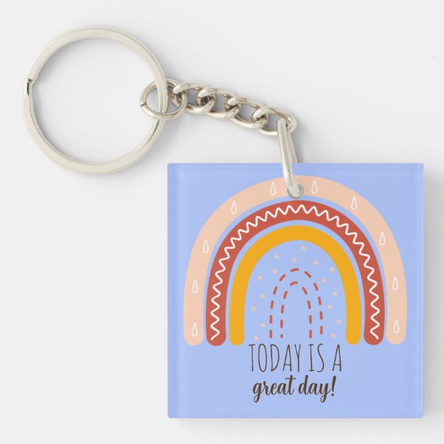 AFFIRMATION | CHRISTIAN QUOTE BOHO RAINBOW  KEY RING (Front)