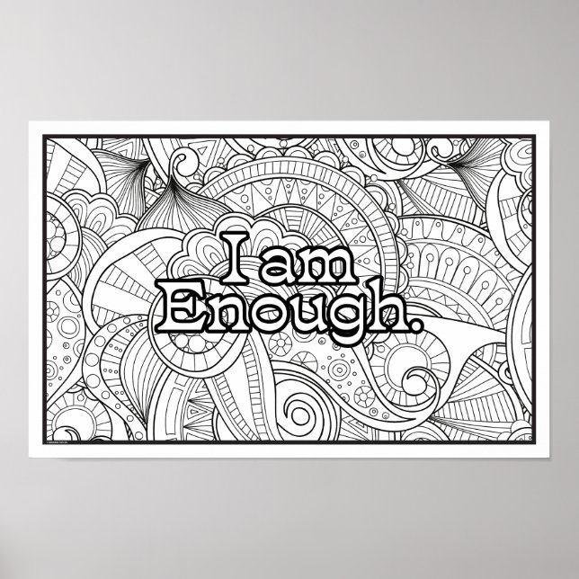 Affirmation Colouring Poster - I Am Enough (Front)