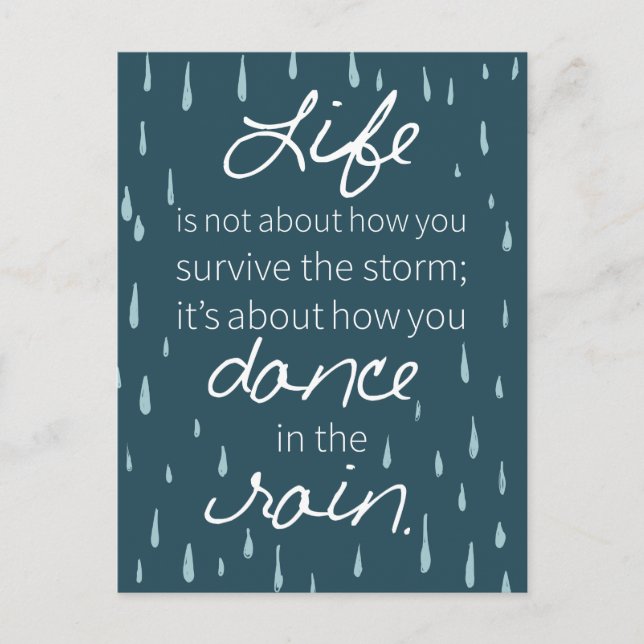Affirmation Dance in the Rain Inspirational Quotes Postcard (Front)