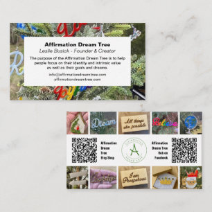 Affirmation Dream Tree Photo Collage QR Code  Business Card