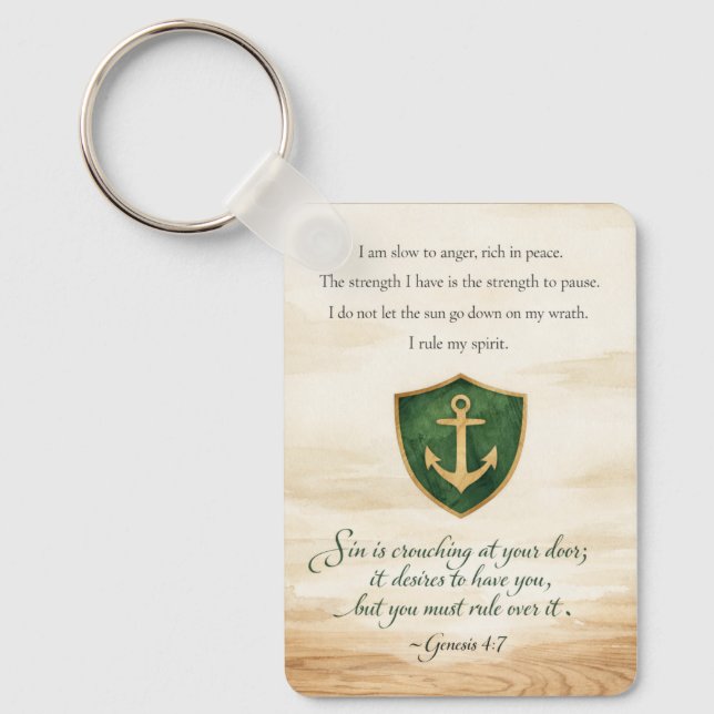 Affirmation for Anger - Calmness Bible Verse Key Ring (Front)