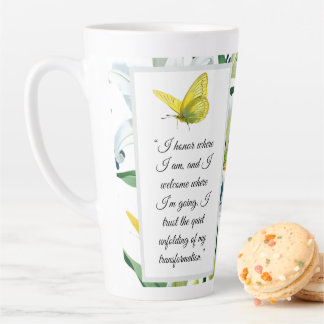 Affirmation Latte Mug Yellow Butterfly White Lily 