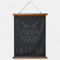 Affirmation poster origami cat with word imagine