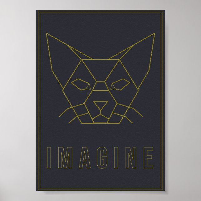 Affirmation poster with origami yellow cat (Front)