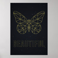 Affirmation poster yellow origami butterfly beauty