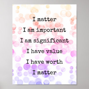 Affirmation Self-Worth Encouragement You Matter Poster