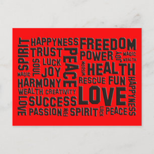 affirmations black   fire red postcard