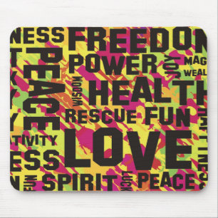 affirmations black - pink green splatter mouse mat