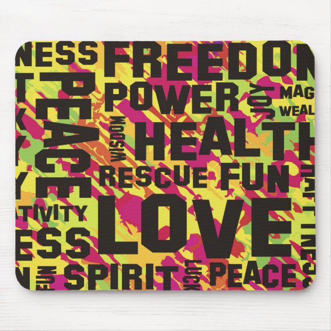 affirmations black - pink green splatter mouse mat (Front)