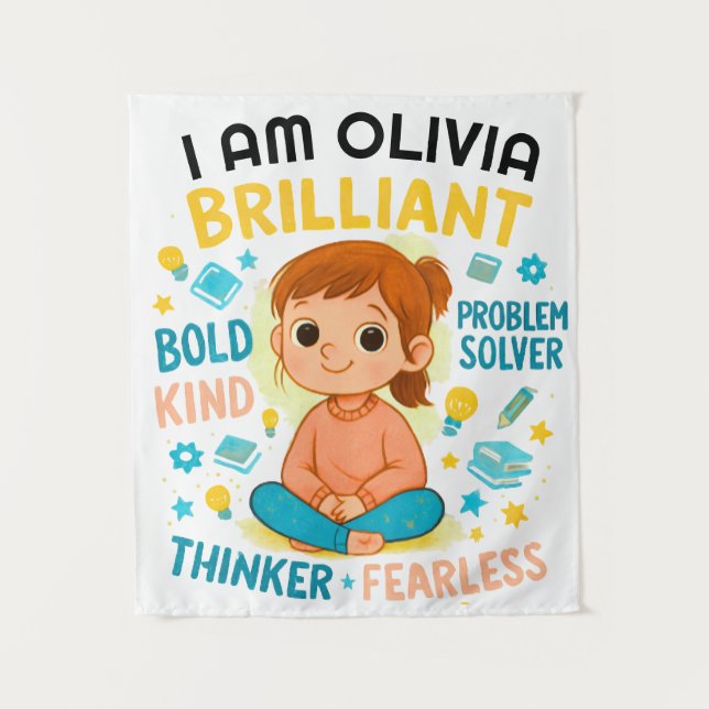 AFFIRMATIONS FOR GIRLS (Personalised) Tapestry (Front)