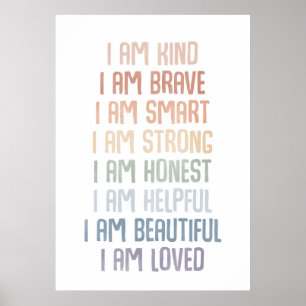 Affirmations for Kids, Rainbow Affirmations Poster