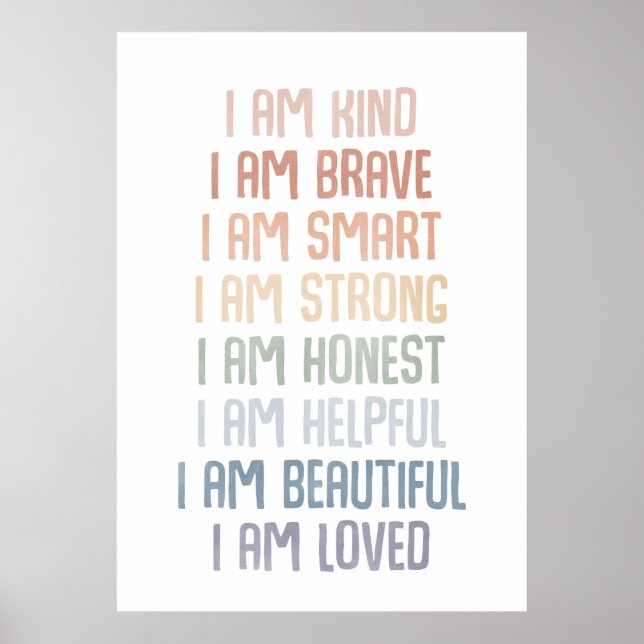 Affirmations for Kids, Rainbow Affirmations Poster (Front)