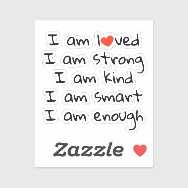 Affirmations Heart Typography Red Black (Sheet)