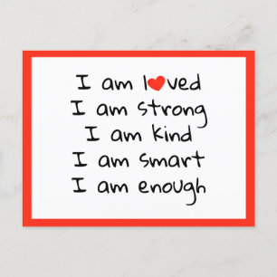 Affirmations Heart Typography Red Black Postcard