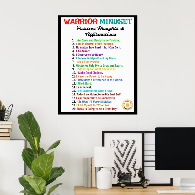 Affirmations Office Poster - Warrior Mindset (Home Office)