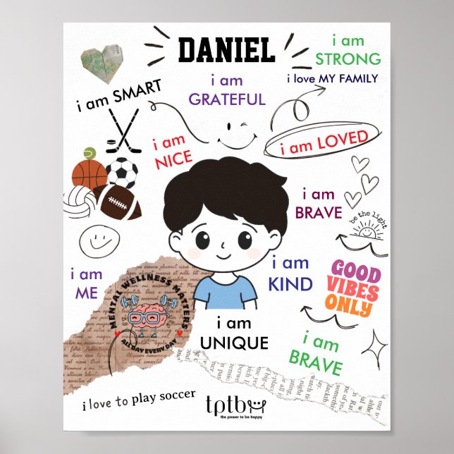 AFFIRMATIONS POSTER FOR BOYS (PERSONALIZE) (Front)