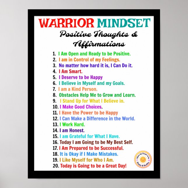 Affirmations Poster - Warrior Mindset (Front)
