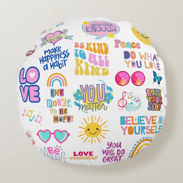 AFFIRMATIONS SELF-LOVE ROUND PILLOW (Front)
