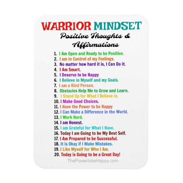 AFFIRMATIONS WARRIOR MINDSET MAGNET (Vertical)