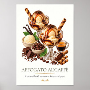 Affogato al'caffè – Vintage Italian Dessert Poster