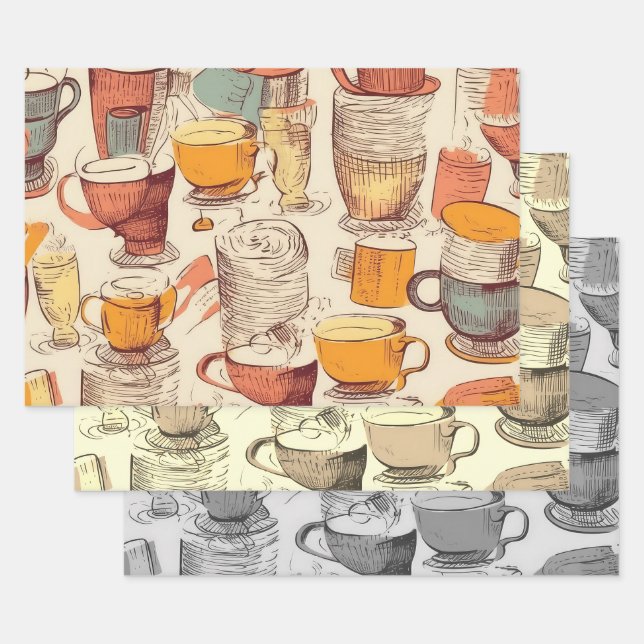 Affogato Coffee ephemera collage pattern Wrapping Paper Sheet (Set)