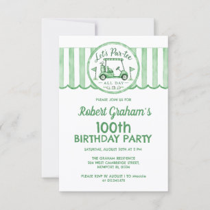 Affordable 100th Birthday Party Golf Theme Invitation