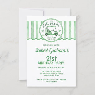 Affordable 21st Birthday Party Golf Theme Invitation