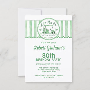 Affordable 80th Birthday Party Golf Theme Invitation